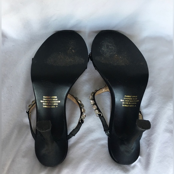 Gorgeous Vintage Colin Stuart black satin jeweled open toe heels - Picture 5 of 5